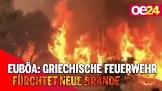 Brände Griechische Feuerwehr fürchtet neue Brände auf Euböa [upl. by Arianie]