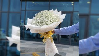 Gypsophila Bouquet Wrapping Display [upl. by Dilisio]