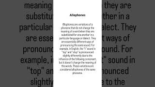 Allophones amp Example linguistics englishlinguistics phonology phonetics languageandlinguistics [upl. by Lehet]