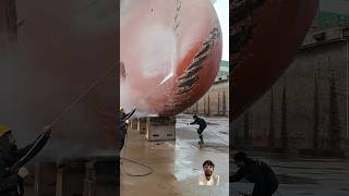 Boat hydro cleaning ship rustremoval cruiseship boat ocean mountains engineering shortsvideo [upl. by Antonie]