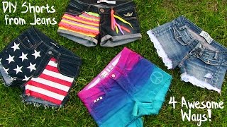 DIY Clothes 4 DIY Shorts Projects from Jeans Easy [upl. by Terrag]