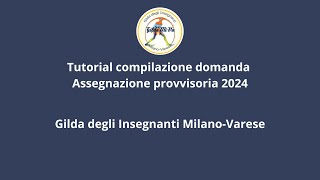 Tutorial compilazione domanda Assegnazione provvisoria 2024 [upl. by Nymzaj801]