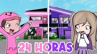 24 HORAS DE COLOR ROSA VS MORADO EN BROOKHAVEN ROBLOX [upl. by Normak]