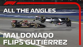 Maldonado Flips Gutierrez  All The Angles  2014 Bahrain Grand Prix [upl. by Kari]