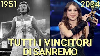 ANGELINA MANGO e TUTTI I VINCITORI DEL FESTIVAL DI SANREMO DAL 1951 AL 2024  Vince La Noia Mengoni [upl. by Arrotal339]