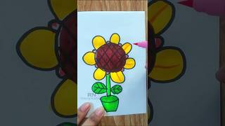 Origami Sunflower Drawing shorts satisfying drawing howtodraw [upl. by Esinart]