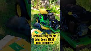 Incredible VINTAGE 31 year old John Deere STX38 ready for restoration johndeere [upl. by Falcone]