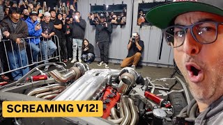 TWIN TURBO FERRARI F12 SHUTS DOWN DDE BLOCK PARTY [upl. by Holland]