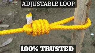 How to tie ADJUSTABLE LOOP KNOT 💯SAFE howknots rope [upl. by Anaitit]