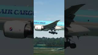 플심 대한항공 화물기 B777F 상하이 푸동공항 터치다운 msfs landing koreanair b777 planespotting aviation [upl. by Aleacin]