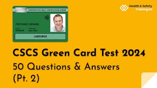 CSCS Green Card Mock Test 2024  50 More Questions amp Answers [upl. by Meeharb41]