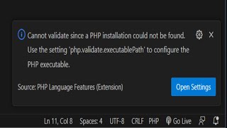 cannot validate since a php installation could not be found use setting phpvalidateexecutablepath [upl. by Krell]