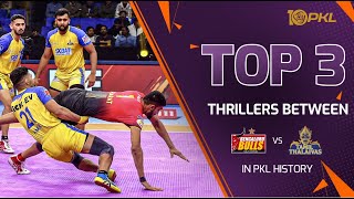 Bengaluru Bulls vs Tamil Thalaivas  Top 3 thrillers  Pro Kabaddi League [upl. by Dez480]