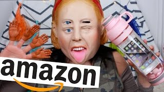 Testing WEIRD Amazon Products  iPhone Water Bottle SelfCleaning Hairbrush Trippy Masks etc [upl. by Irfan696]