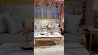 Opulent Living Room Upgrade French HandCarved Solid Wood Sofa with Gold Foil Highlights [upl. by Abehsile]