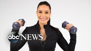 Kayla Itsines shares her goto pregnancy workout  GMA Digital [upl. by Terag]