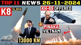 Indian Defence Updates  13000 Km K8 SLBMKh69 Missile OfferFalco Xplorer UAVVietnam Pinaka Order [upl. by Stanislas537]