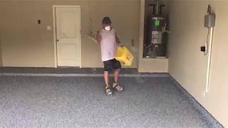 DIY Epoxy Garage Flooring Finishing Epoxy Application and Applying Flakes To Your Garage Floor [upl. by Sivahc505]