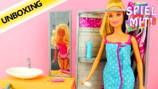 Barbie Deluxe Badezimmer mit Dusche Waschbecken Spiegel [upl. by Anerual]