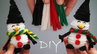 FUNNY SNOWMAN made of pipe cleaner DIY [upl. by Nylatsirhc599]