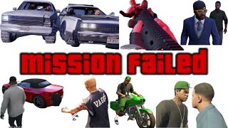 GTA V Mission Failed Compilation  Prologue Franklin and Lamar and Repossession [upl. by Mighell]