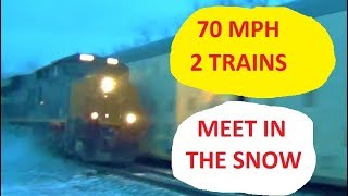 Two Very Fast Trains Meet In The Snow [upl. by Kynthia157]