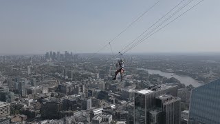 BBC reporter zip lines between London skyscrapers [upl. by Anan699]