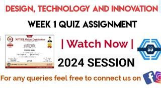 Design Technology And Innovation Week 1 Quiz Assignment Solution  NPTEL 2024  SWAYAM [upl. by Iglesias961]