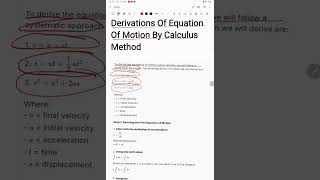 Derivations Of Equation Of Motion By Calculus Method [upl. by Kitarp]