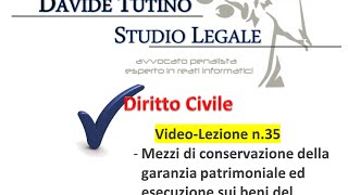 Diritto Civile  Video lezione n35 garanzia patrimoniale dei beni del creditore  esecuzione [upl. by Doug42]