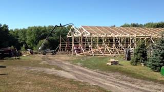 Erecting Roof Trusses on Pole Shed [upl. by Yaya388]