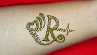 Lovely 😍 R mehndi tattoo design  New R letter mehndi tattoo 2024 [upl. by Onia510]