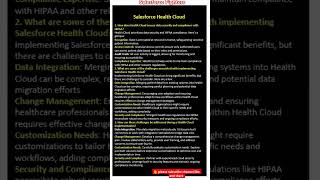 Salesforce Health Cloud interview questions and answers interview salesforcefighters [upl. by Naedan]