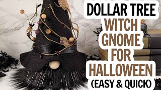 Dollar Tree Witch Gnome  Halloween Cone Gnome Pattern  Easy Gnome DIY  No Sew Witch Gnome Idea [upl. by Venditti]