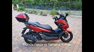 Honda Forza vs Yamaha Xmax  w wersji 125 i 300 Skutery na miasto [upl. by Gally]