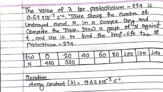 Find the half life of protactinium234  Arjun Mahato [upl. by Anayrb]