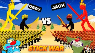 Oggy Build God Level Stickman Army To deafeat Jack Army In Stick War Game [upl. by Beare]