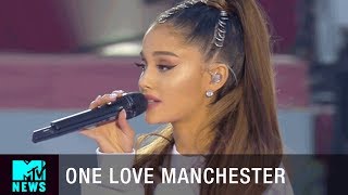 One Love Manchester Concert w Ariana Grande Miley Cyrus Justin Bieber amp More  MTV News [upl. by Sellma141]