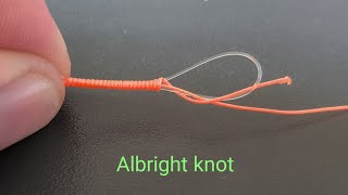 Albright Knot How to tie fluorocarbon and braided line together [upl. by Nadean]