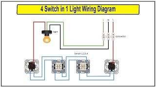 How to Make 4 Switch in 1 Light Wiring Diagram  Light Control 4 switching [upl. by Bruni]