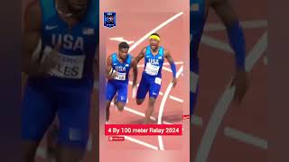 quotRecordBreaking 4x100m Relay at Paris 2024 Olympics  Epic Sprint Finishquottrackandfield [upl. by Fergus]