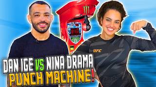 Dan Ige challenges Nina Drama on the punch machine amp teaches her fighting techniques  UFC 308 [upl. by Hubie55]