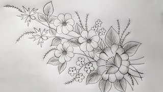 Beautiful Flower Design Drawing with pencil  Hand Embroidery Flower Designs For Beginners [upl. by Nevaeh]