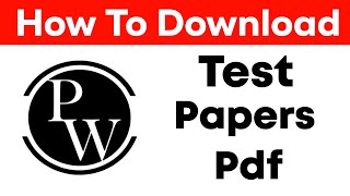 How To Download Pw Test Series  Physics wallah test series [upl. by Attelrak]