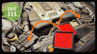 Infiniti Q40 How To Replace Engine Air Filter 2014  2015 [upl. by Eugnimod]