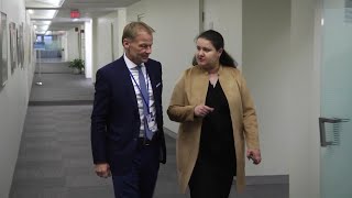 EIB VicePresident Vazil Hudak amp Ukraine Finance Minister Oksana Markarova in Washington DC [upl. by Neufer]