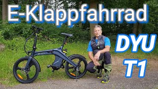 DYU T1 E Klappfahrrad mit Drehmomentsensor Günstiges eBike Pendlerfahrrad für 749€ pedelec [upl. by Etnomed]