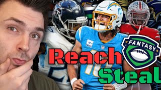 2024 FANTASY Football Drafts Top STEALS and REACHES Revealed [upl. by Arev]