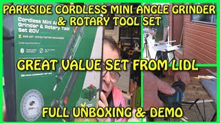 Parkside Cordless Mini Angle Grinder amp Rotary Tool Set from LidlGreat value at £35 [upl. by Elttil]