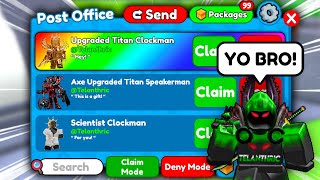 🚨 POST OFFICE CHECK 🚨 TELANTHRIC SENT ME CRAZY PACKAGES 😱  Toilet Tower Defense  Roblox [upl. by Cher]